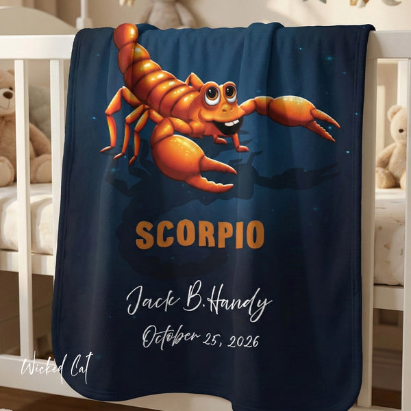 Personalized Scorpio Zodiac Sherpa Baby Blanket