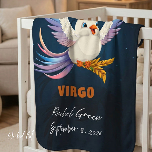 Personalized Virgo Zodiac Sherpa Baby Blanket