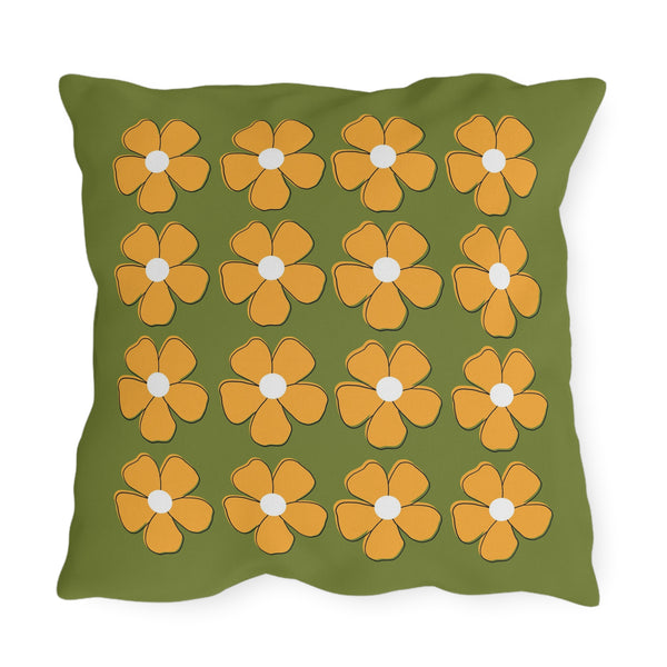 Green Yellow Floral Indoor Outdoor Spring Accent Pillow