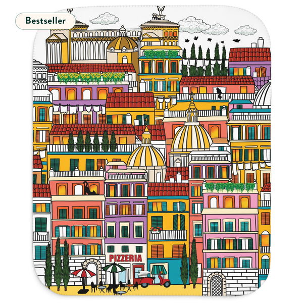 Whimsical Rome Italy Soft Sherpa Baby Blanket