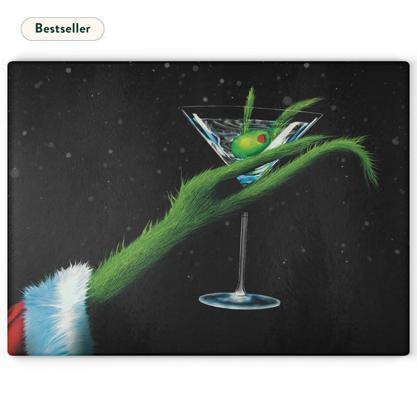 The Martini Grinch Christmas Cutting Board