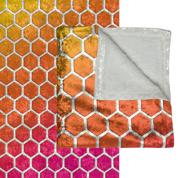 Honeycomb Rainbow Spring Summer Throw Blanket