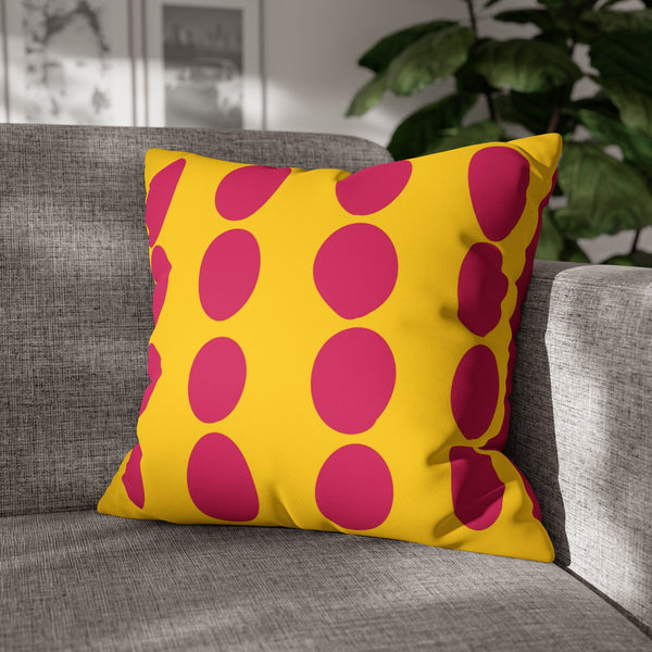 Pink & Yellow Reversible Retro Faux Suede Pillow Cover