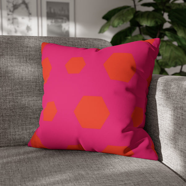 Pink & Orange Reversible Faux Suede Pillow Cover
