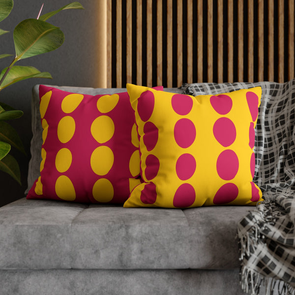 Pink & Yellow Reversible Retro Faux Suede Pillow Cover