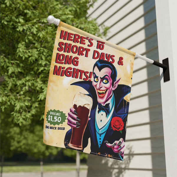 Drinking Dracula Vintage Retro Halloween Yard Flag