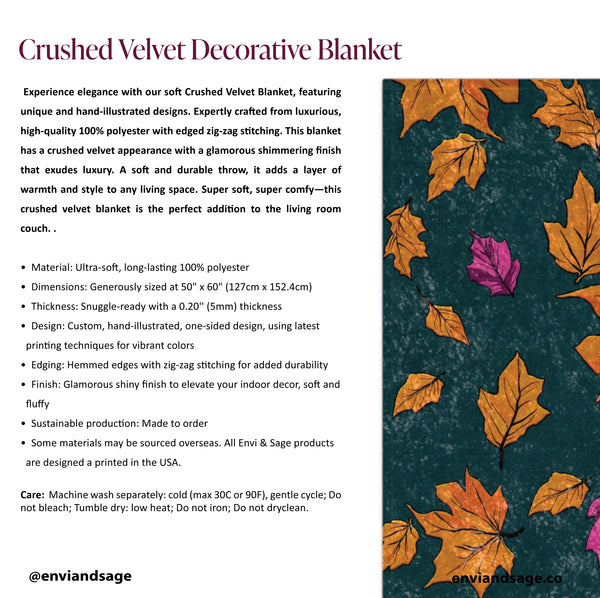 Fall Leaves Grey & Pink Decorative Throw Blanket