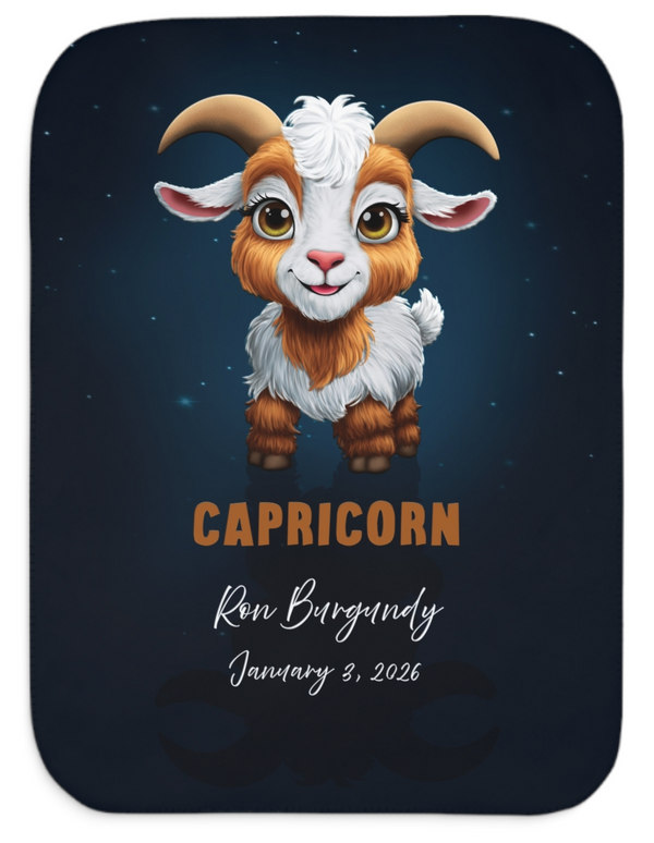 Personalized Capricorn Zodiac Sherpa Baby Blanket