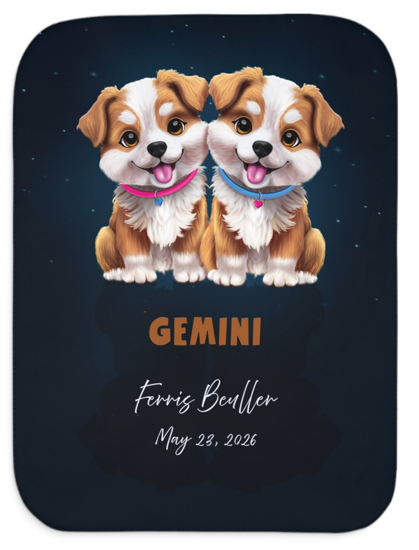 Personalized Gemini Zodiac Sherpa Baby Blanket