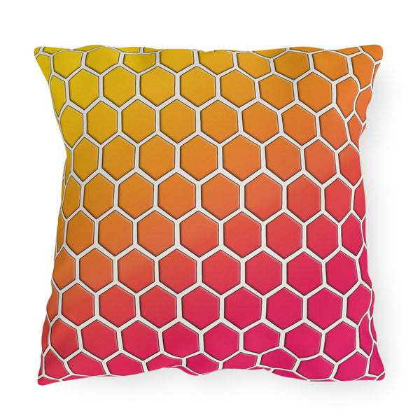 Honeycomb Rainbow Spring Outdoor Throw Pillow