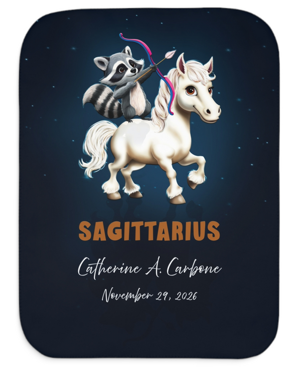 Personalized Sagittarius Zodiac Sherpa Baby Blanket