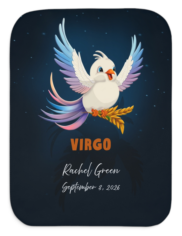Personalized Virgo Zodiac Sherpa Baby Blanket