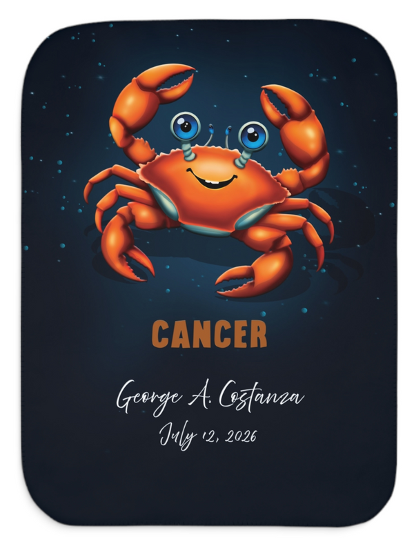 Personalized Cancer Zodiac Sherpa Baby Blanket