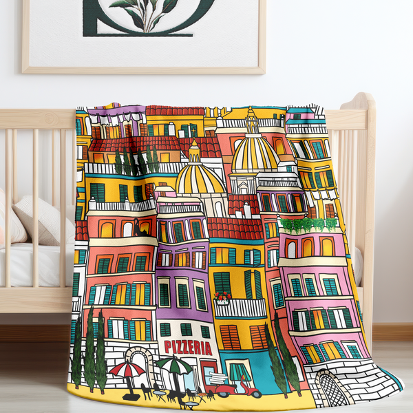 Whimsical Rome Italy Soft Sherpa Baby Blanket