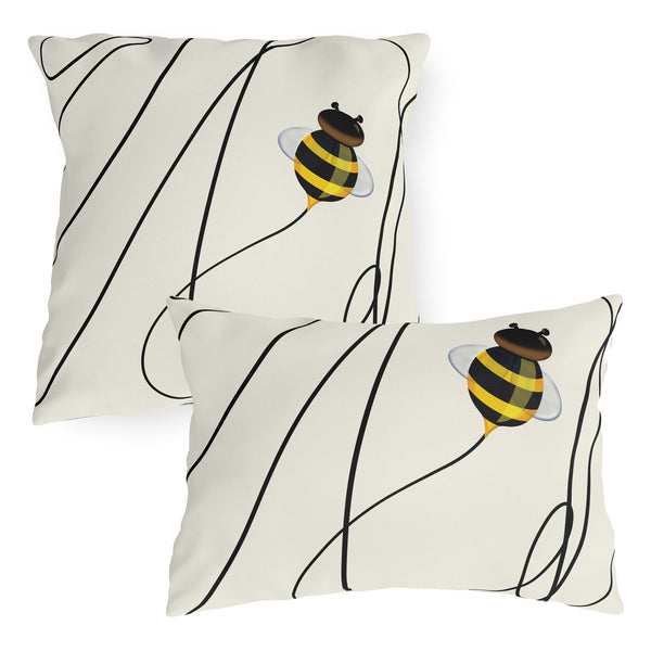 Buzzing Bee Spring Indoor Outdoor Throw Pillow