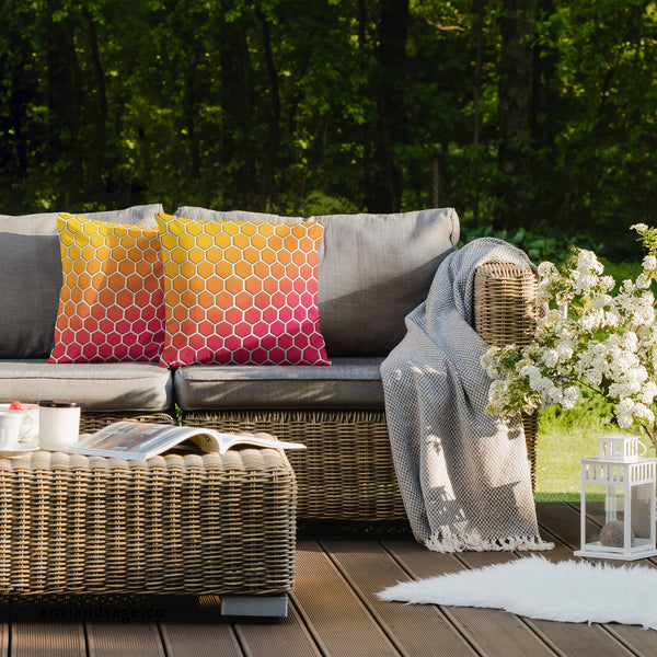 Honeycomb Rainbow Spring Outdoor Throw Pillow