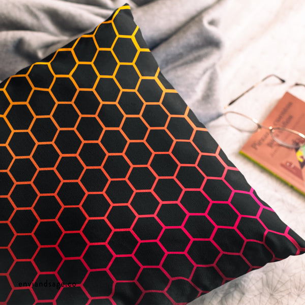 Honeycomb Rainbow Indoor Outdoor Accent Pillow Chic Spring Decor