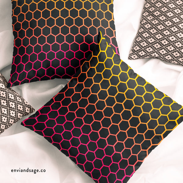 Honeycomb Rainbow Indoor Outdoor Accent Pillow Chic Spring Decor