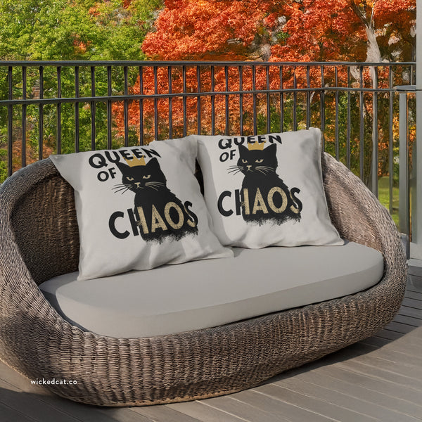 Queen of Chaos Black Cat Indoor Outdoor Accent Pillow