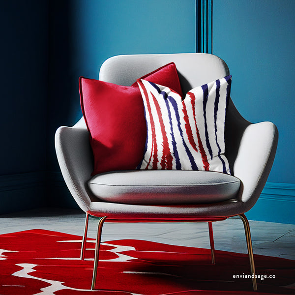 Red White Blue Animal Print Indoor Outdoor Patriotic Accent Pillow