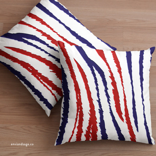 Red White Blue Animal Print Indoor Outdoor Patriotic Accent Pillow