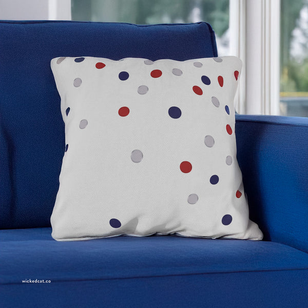 Patriotic Polka Dot Indoor Outdoor American Chic Accent Pillow