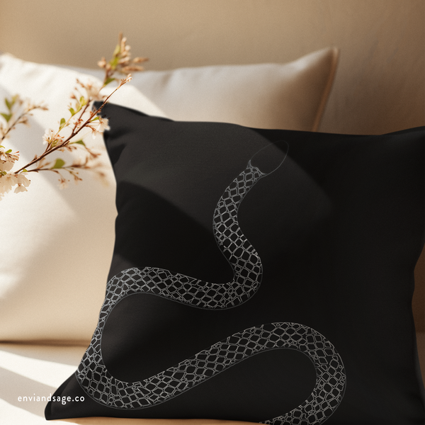 Snakeskin Black Indoor Outdoor Throw Pillow