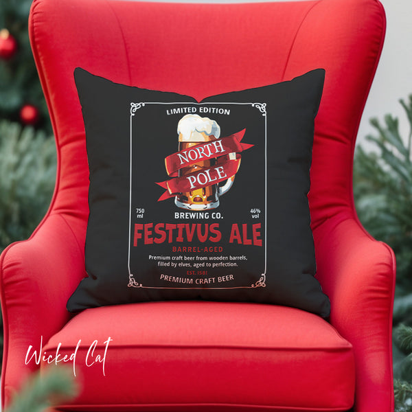 North Pole Brewery Christmas Indoor Outdoor Pillow