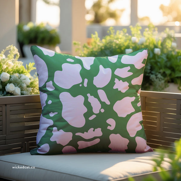 Lilac and Green Animal Indoor Outdoor Throw Pillow
