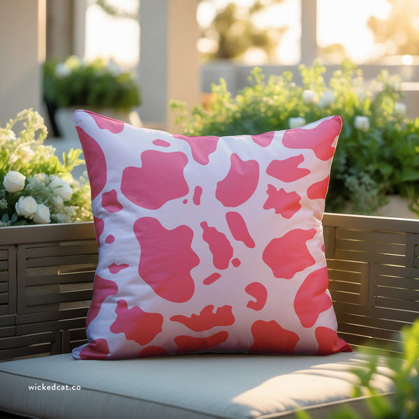Pink and Lilac Animal Indoor Outdoor Throw Pillow