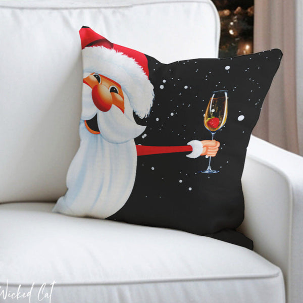 Party Santa Indoor Outdoor Christmas Throw Pillow