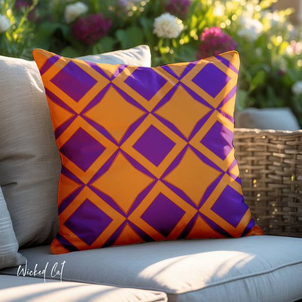 Orange & Purple Reversible Indoor Outdoor Pillow