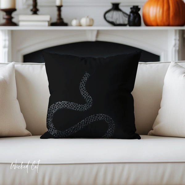 Snakeskin Black Indoor Outdoor Throw Pillow