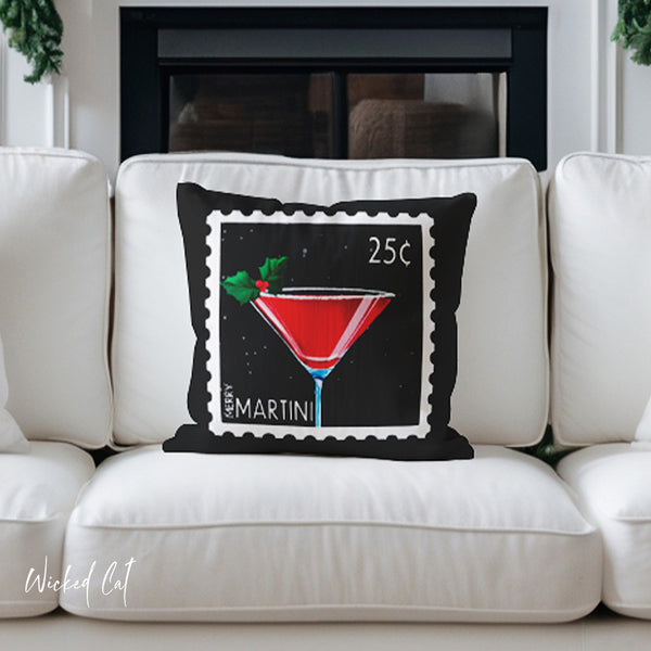 Merry Martini Cute Christmas Pillow Cover
