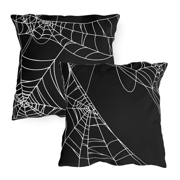 Reversible Spiderweb Halloween Indoor Outdoor Pillow