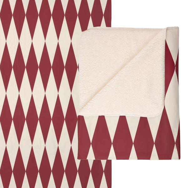 Red & Cream Home Gift Plush Sherpa Throw Blanket