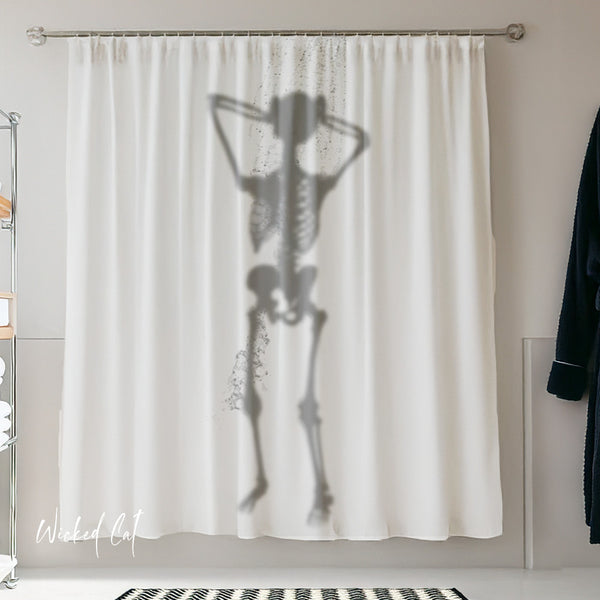 Showering Skeleton Funny Bath Shower Curtain