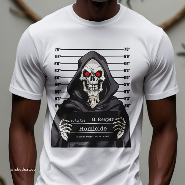 Comfort Colors® Grim Reaper Mug Shot Funny T-Shirt