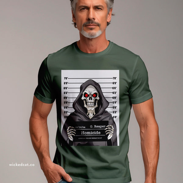 Comfort Colors® Grim Reaper Mug Shot Funny T-Shirt