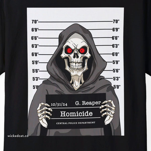 Comfort Colors® Grim Reaper Mug Shot Funny T-Shirt