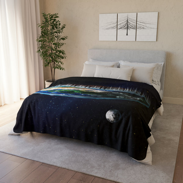 Flat Earth Funny Gift Idea Plush Sherpa Blanket