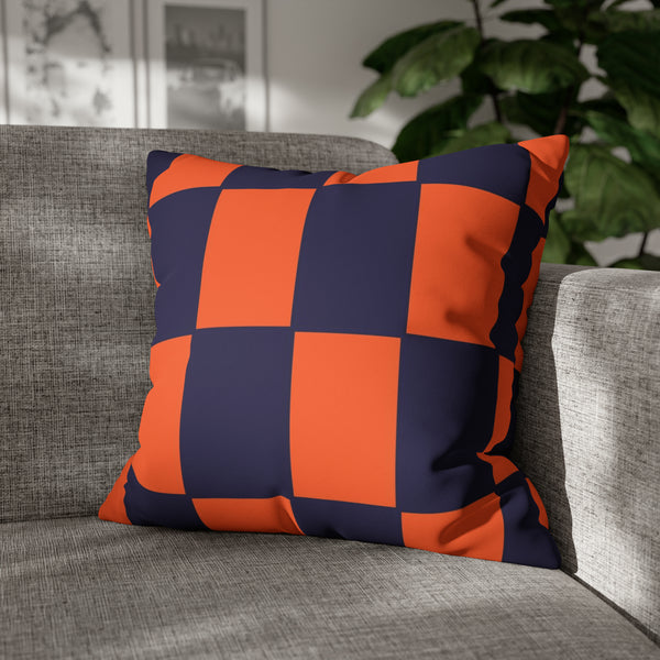 Orange & Purple Checkered Soft Pillow Cover