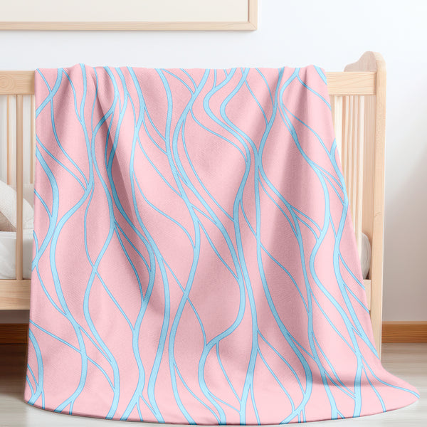 Pink and Blue Whimsical Waves Sherpa Baby Blanket
