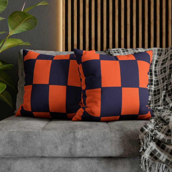 Orange & Purple Checkered Soft Pillow Cover
