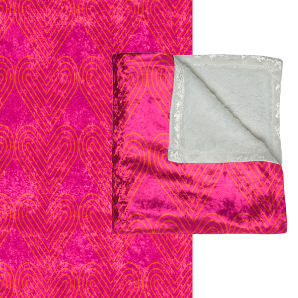 Pink & Orange Hearts Art Deco Decorative Throw Blanket