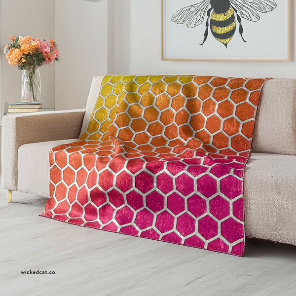 Honeycomb Rainbow Spring Summer Throw Blanket