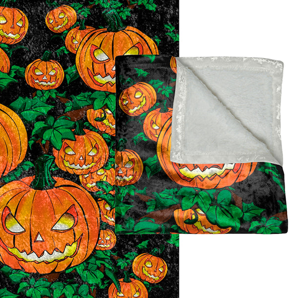 Jack O Lantern Pumpkins Halloween Throw Blanket
