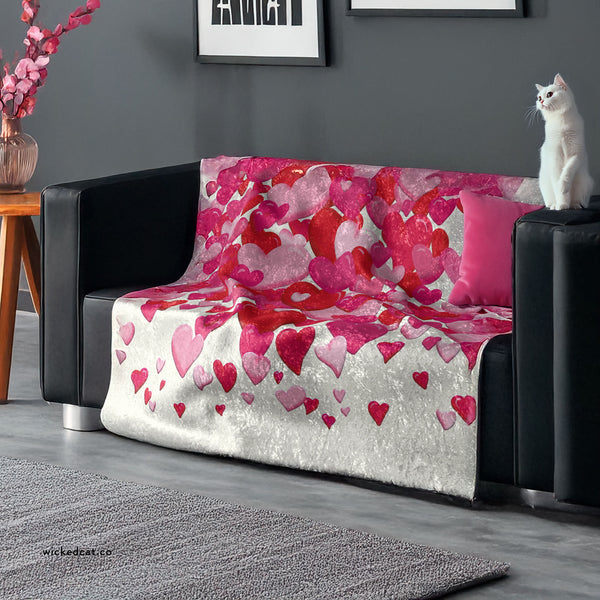 Pink and Red Hearts Home Gift Throw Blanket