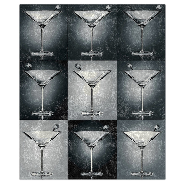 Black and White Martini Pop Art Throw Blanket