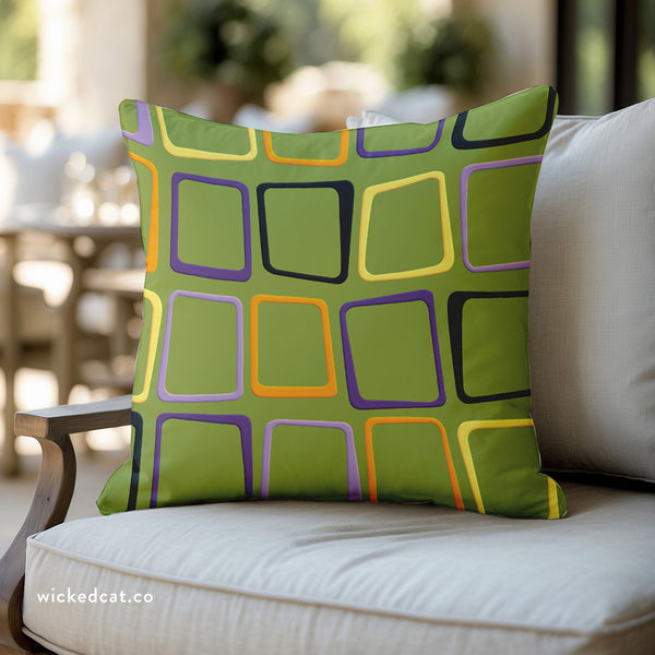 Mid-Century Modern Green Indoor Outdoor Throw Pillow